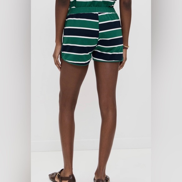 Bailey Rose Striped Green and Navy Women's Shorts - Picture 2 of 11